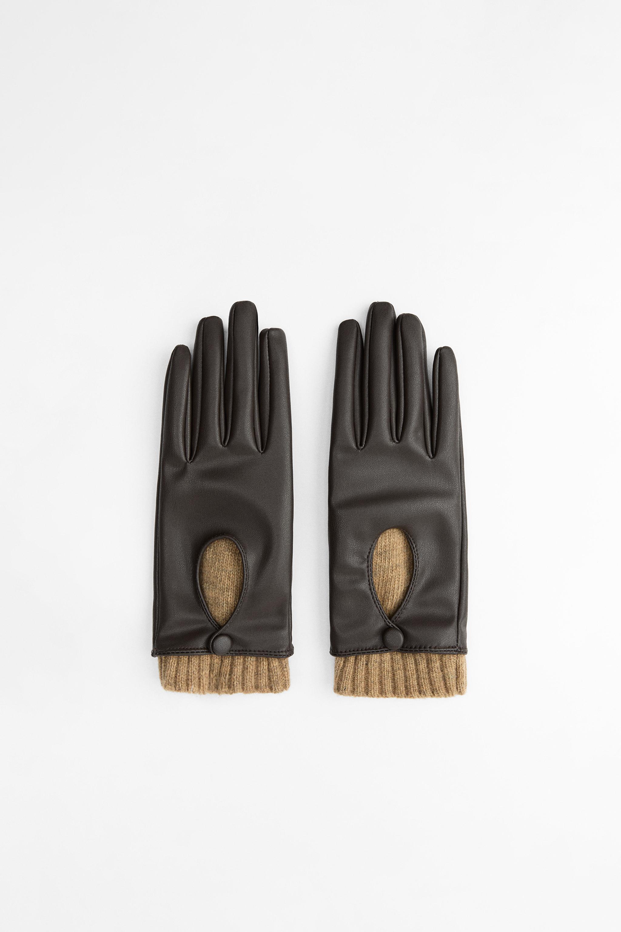SHORT COMBINED GLOVES Brown ZARA Australia - Main Image