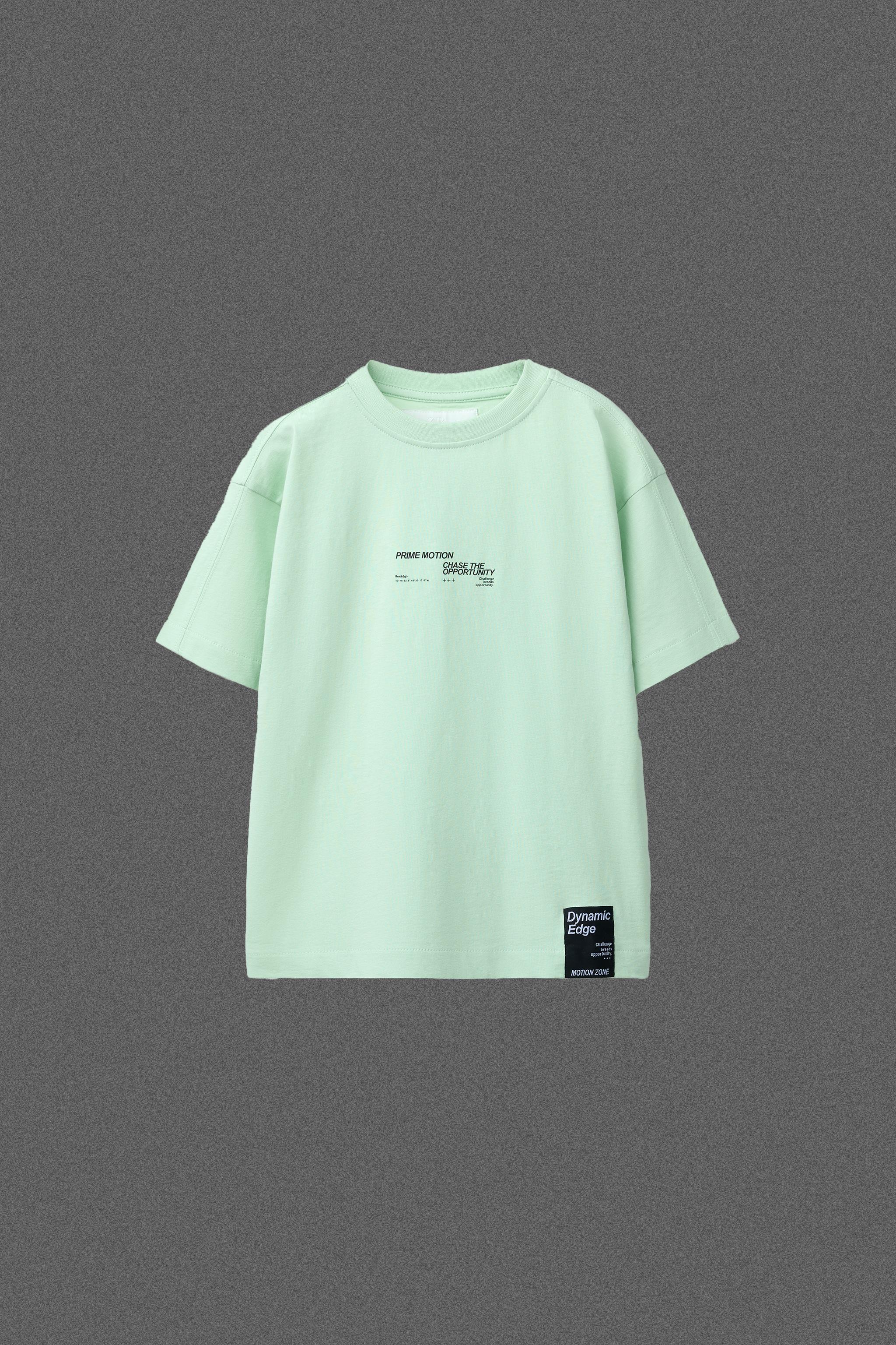 Tシャツ・カットソー SATUR Classic Logo Short Sleeve T-Shirt Cream Mint SPORTY TEXT LABEL T-SHIRT - Mint | ZARA United States