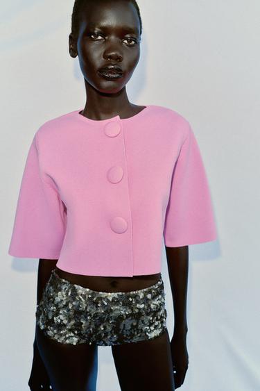 CHAQUETA PUNTO BOTÓN FORRADO - Rosa de Zara