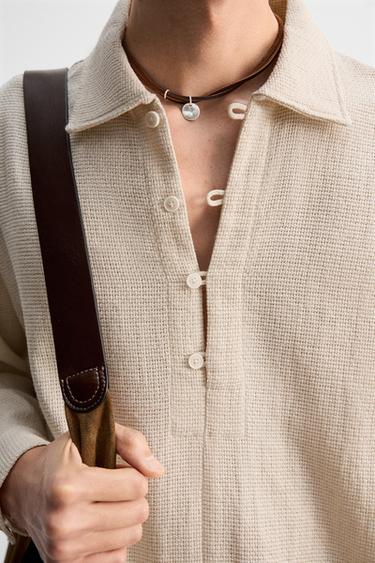 Zara 紋理POLO襯衫 - 奶油色