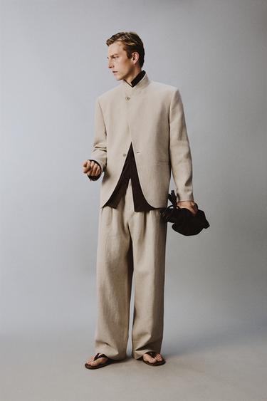 RELAXED FIT PLEATED SUIT TROUSERS - Light beige by Zara