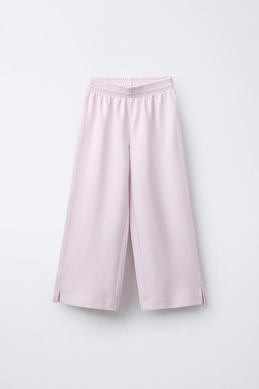 შარვალი ინტერლოკი WIDE LEG - Zara-ს Pink