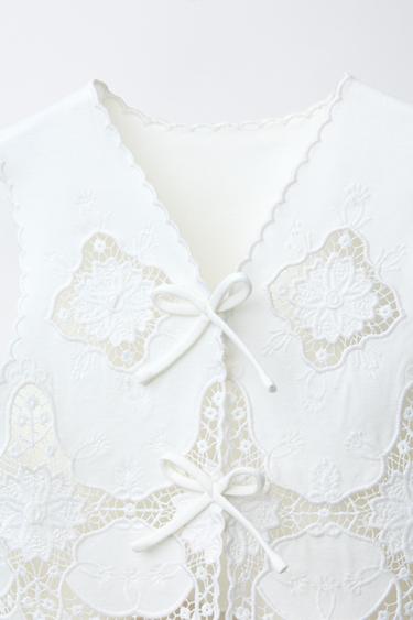 GILET BRODÉ - Écru de Zara - Image 2