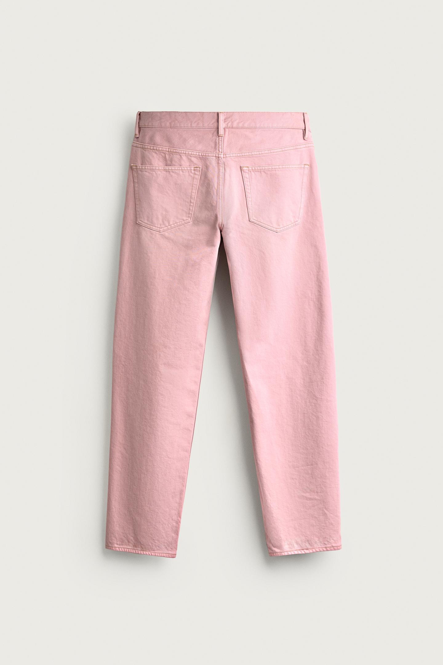 Мужские джинсы Zara Straight Fit, цвет: Светлый розовый — фото 8