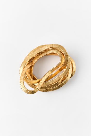 Zara PACK OF ELASTIC BRACELETS WITH METAL PIECES - Golden