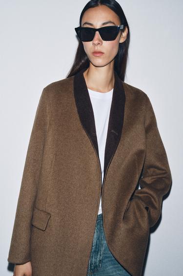 OVERSIZE WOOL BLEND BLAZER ZW COLLECTION - Brown by Zara - Image 5