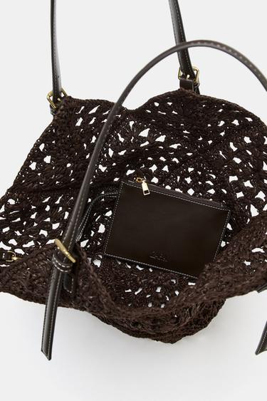 SAC SHOPPER TRESSÉ - Marron de Zara - Image 5