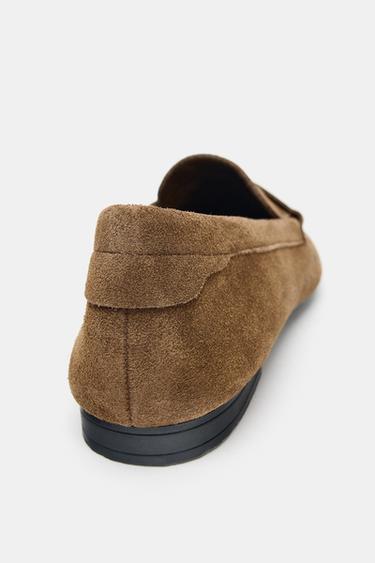 STITCHED SPLIT SUEDE LOAFERS - Dark tan by Zara - Image 6