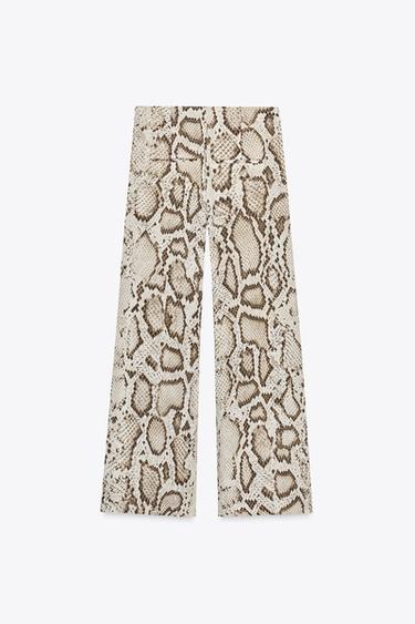 ZW COLLECTION SEMI-SHEER ANIMAL PRINT TROUSERS - Khaki by Zara - Image 4
