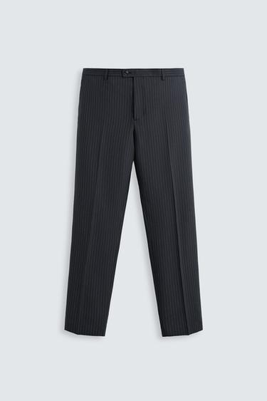 PINSTRIPE SUIT TROUSERS - Navy blue by Zara