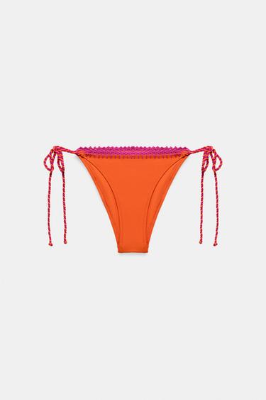 BAS DE BIKINI CROCHET À NŒUDS - Orange de Zara - Image 3