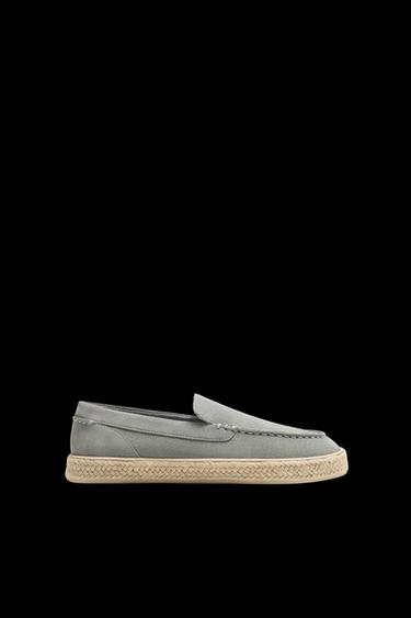 Zara LEATHER JUTE LOAFERS - Blue - Image 0