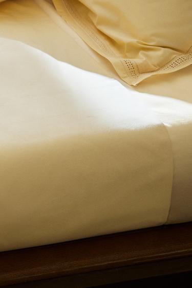 OPENWORK EMBROIDERY FLAT SHEET - Light yellow by Zara - Image 4