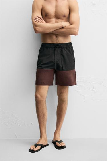 COLOUR BLOCK LONG SWIMMING TRUNKS - various by Zara - Image 1