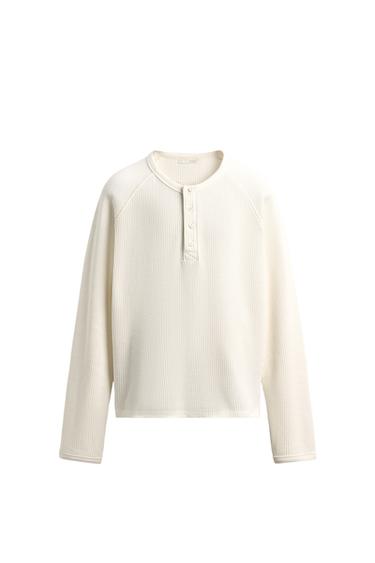 HENLEY NECK T-SHIRT - Ecru by Zara