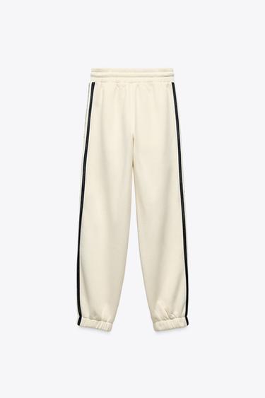 JOGGING TROUSERS WITH SLOGAN - Ecru by Zara - Image 5