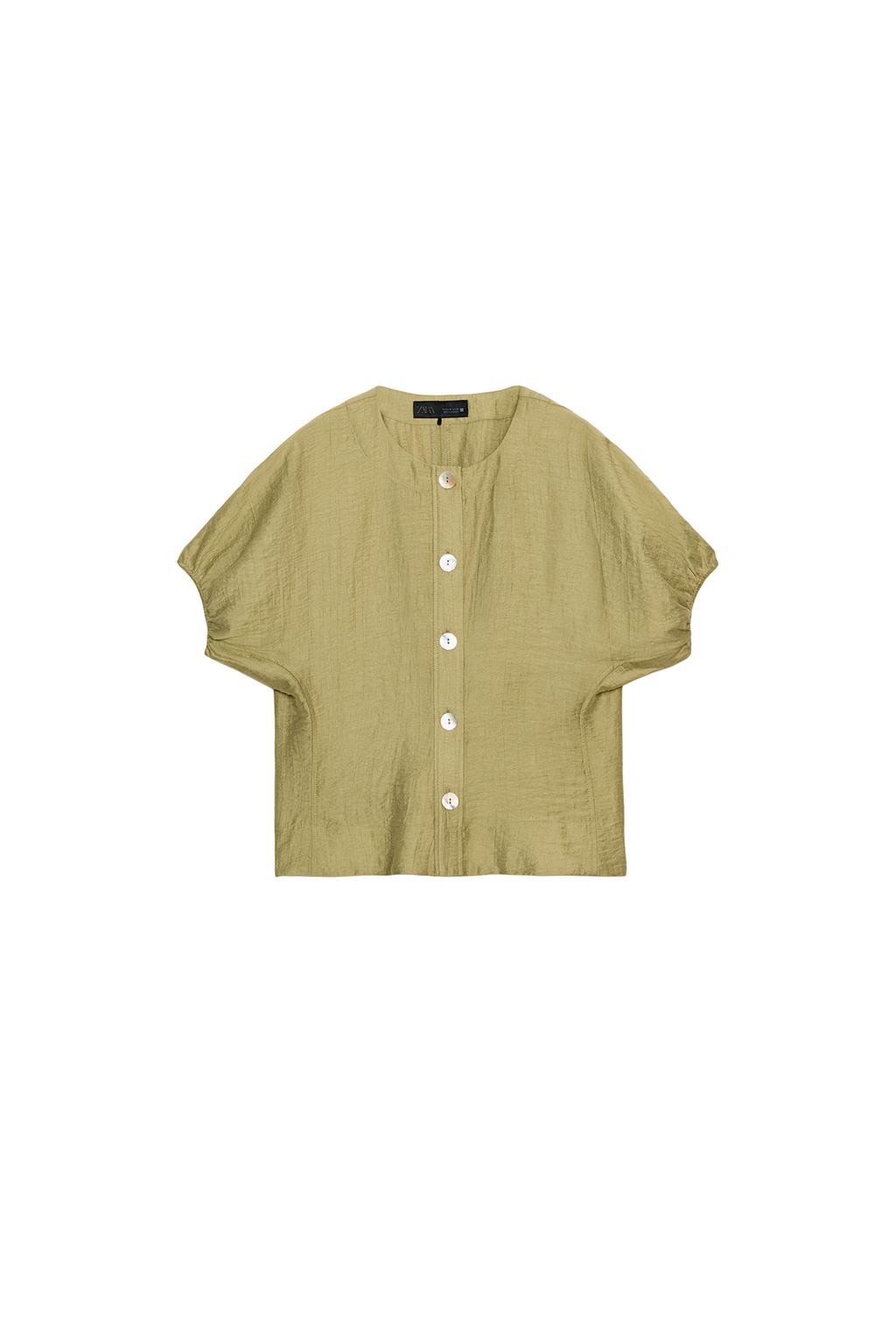 LINEN PUFF SLEEVE TOP - image 3
