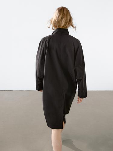 Zara Oversize flowing trench coat in water-repellent fabric - Black