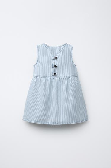 VESTIDO SARGA RAYAS - Crudo / Azul de Zara