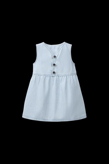 VESTIDO SARGA RAYAS - Crudo / Azul de Zara - Imagen 0
