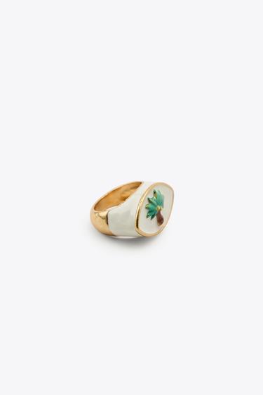 PACK OF 3 PALM TREE FLOWER RINGS - Golden by Zara - Image 1
