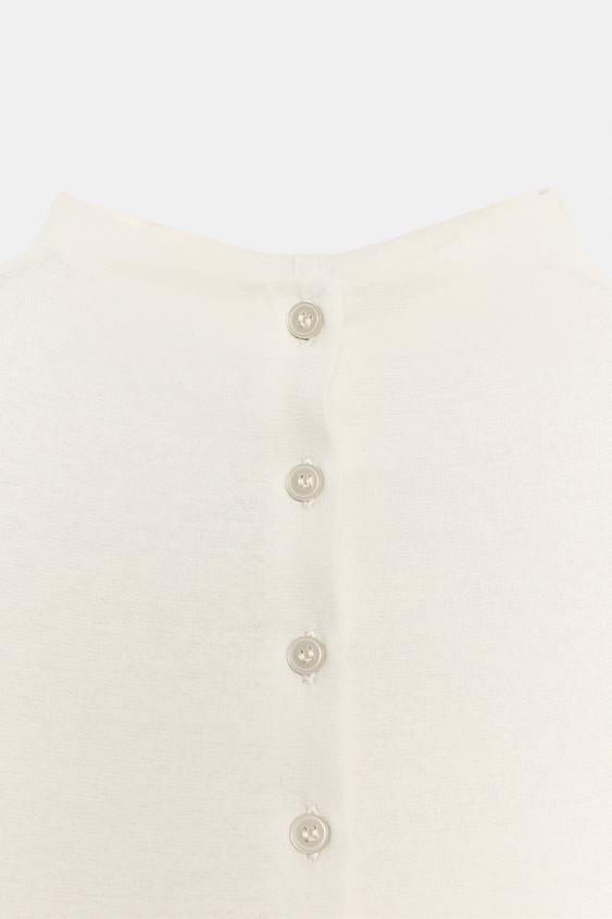 TOP BOUTONNÉ À COL ROULÉ - Écru de Zara - Image 6