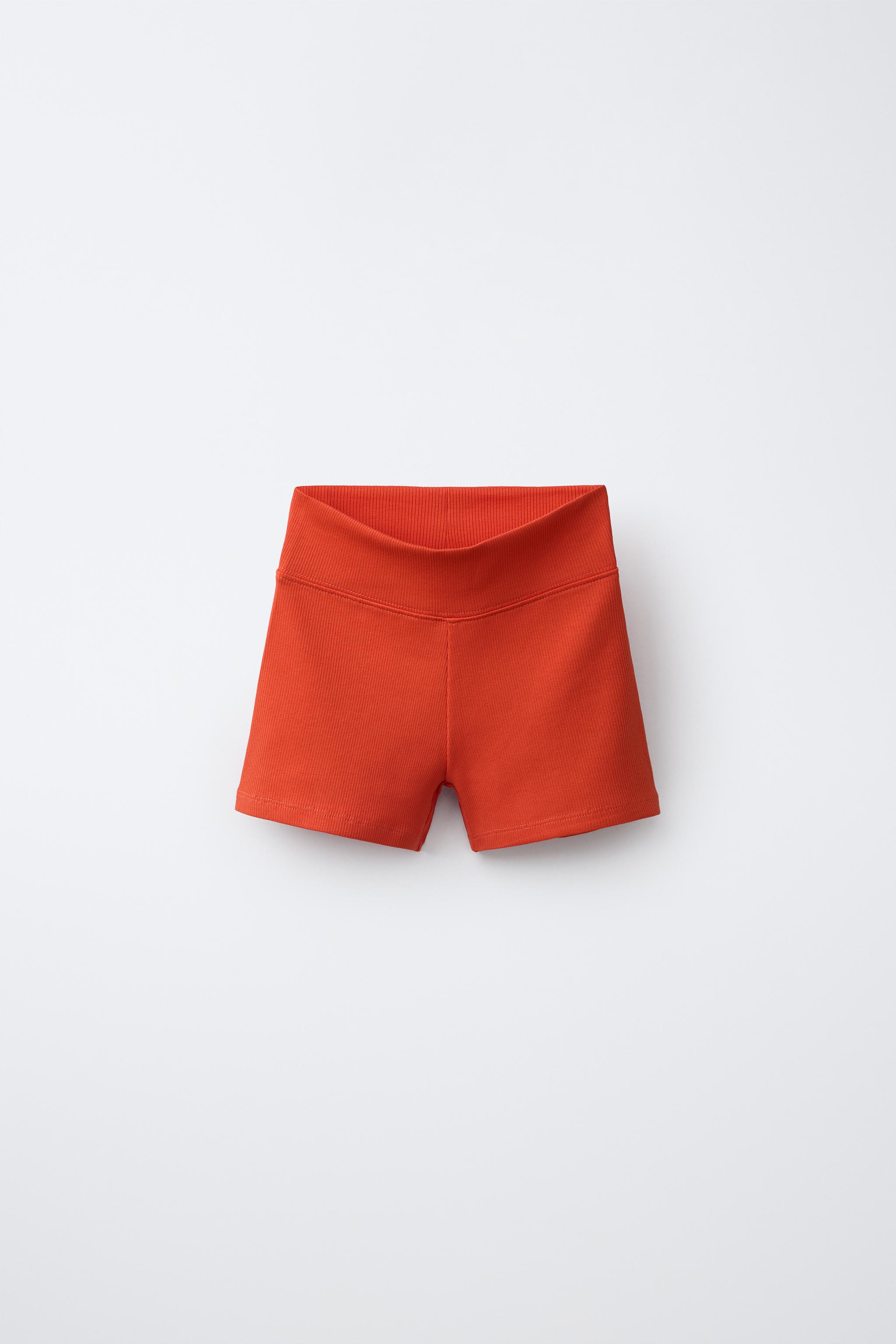 RIBBED CROPPED LEGGINGS — Orange