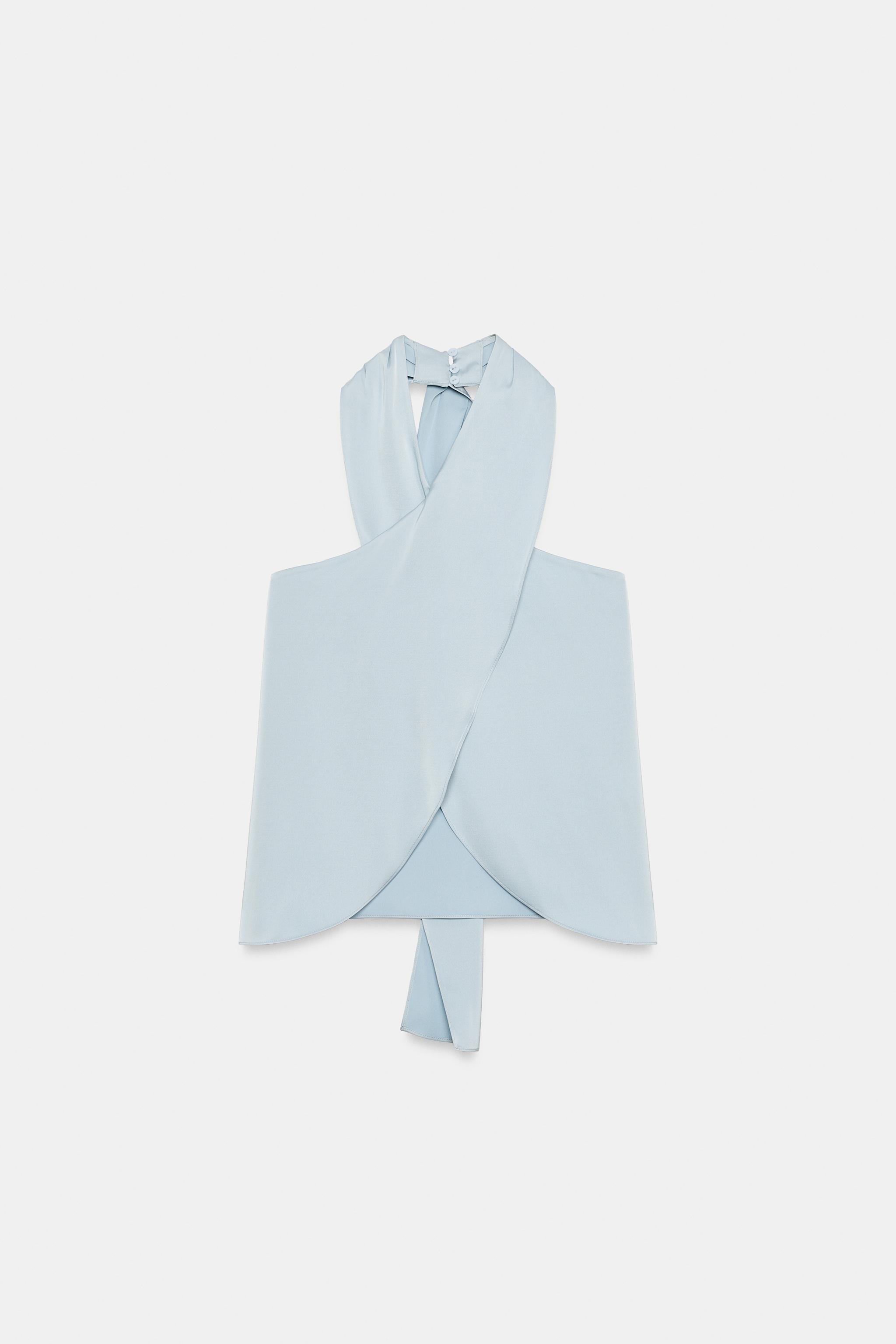 トップス akara TOP HALTER ACETINADO - Azul-celeste | ZARA Brasil
