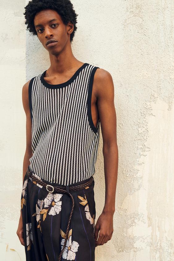 Haut Résille Zara Blanc Taille S - Sans Manches - Occasion Très Bon état