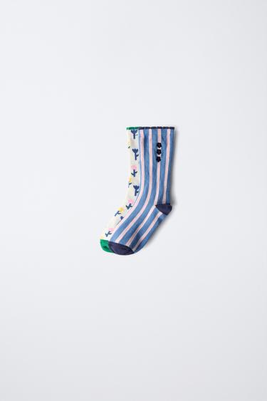 2-PACK OF STRIPED AND FLORAL SOCKS - Green by Zara