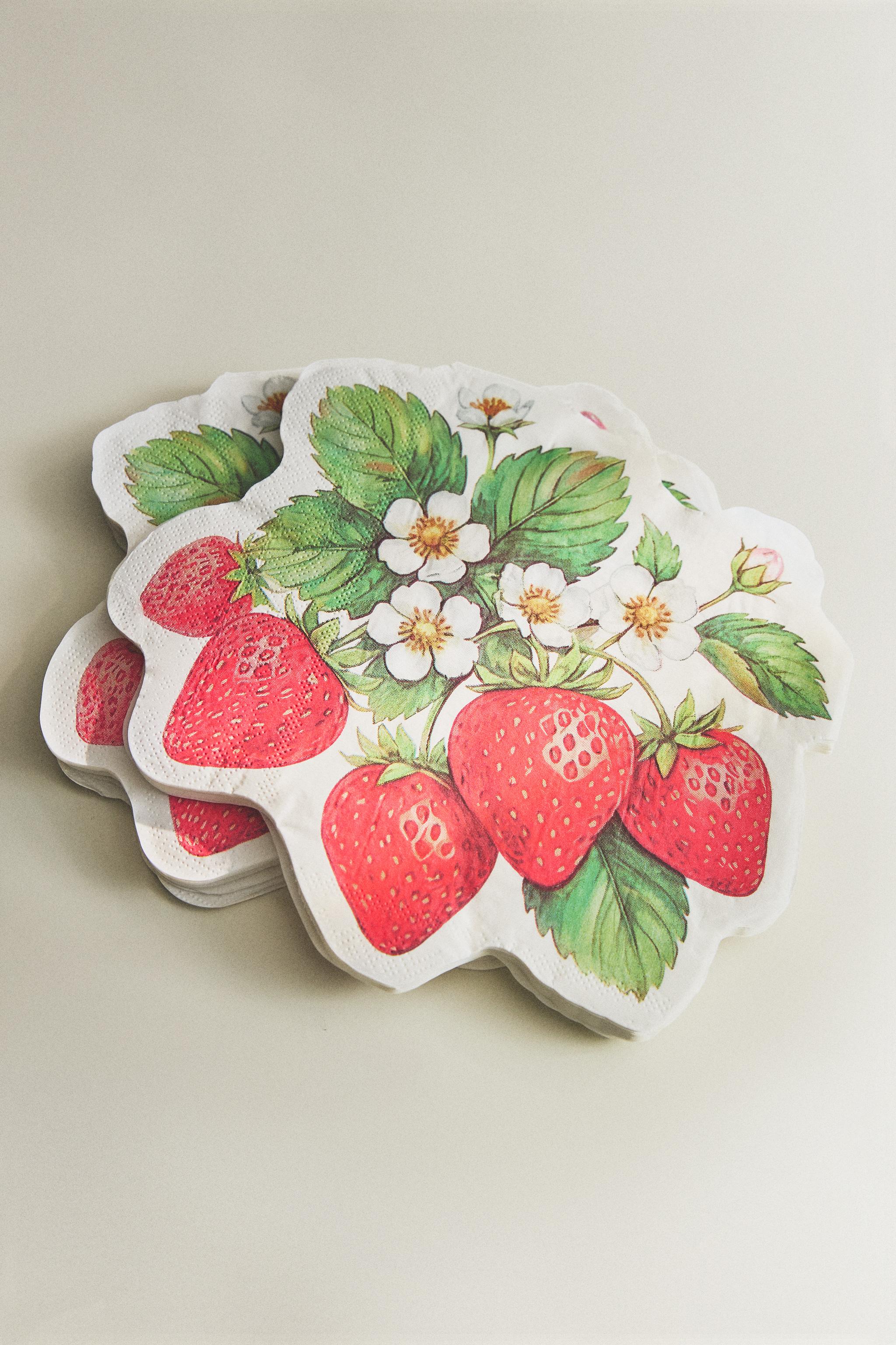 STRAWBERRY PRINT PAPER NAPKINS (PACK OF 20) — Red