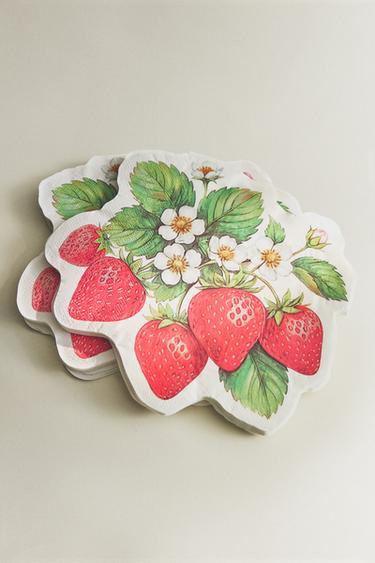 Zara PACK OF STRAWBERRY PAPER NAPKINS (PACK OF 20) - 紅色