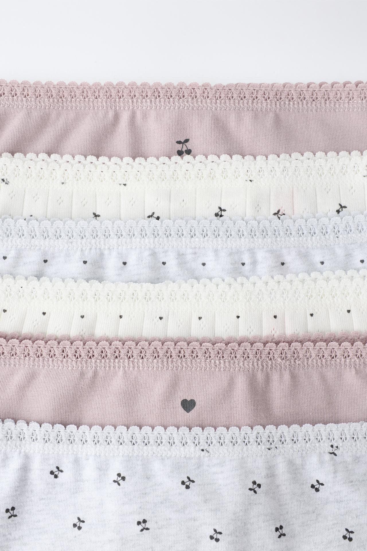 1 1/2-6 YEARS / PACK OF SIX PRINTED UNDERWEAR — Lilac / White