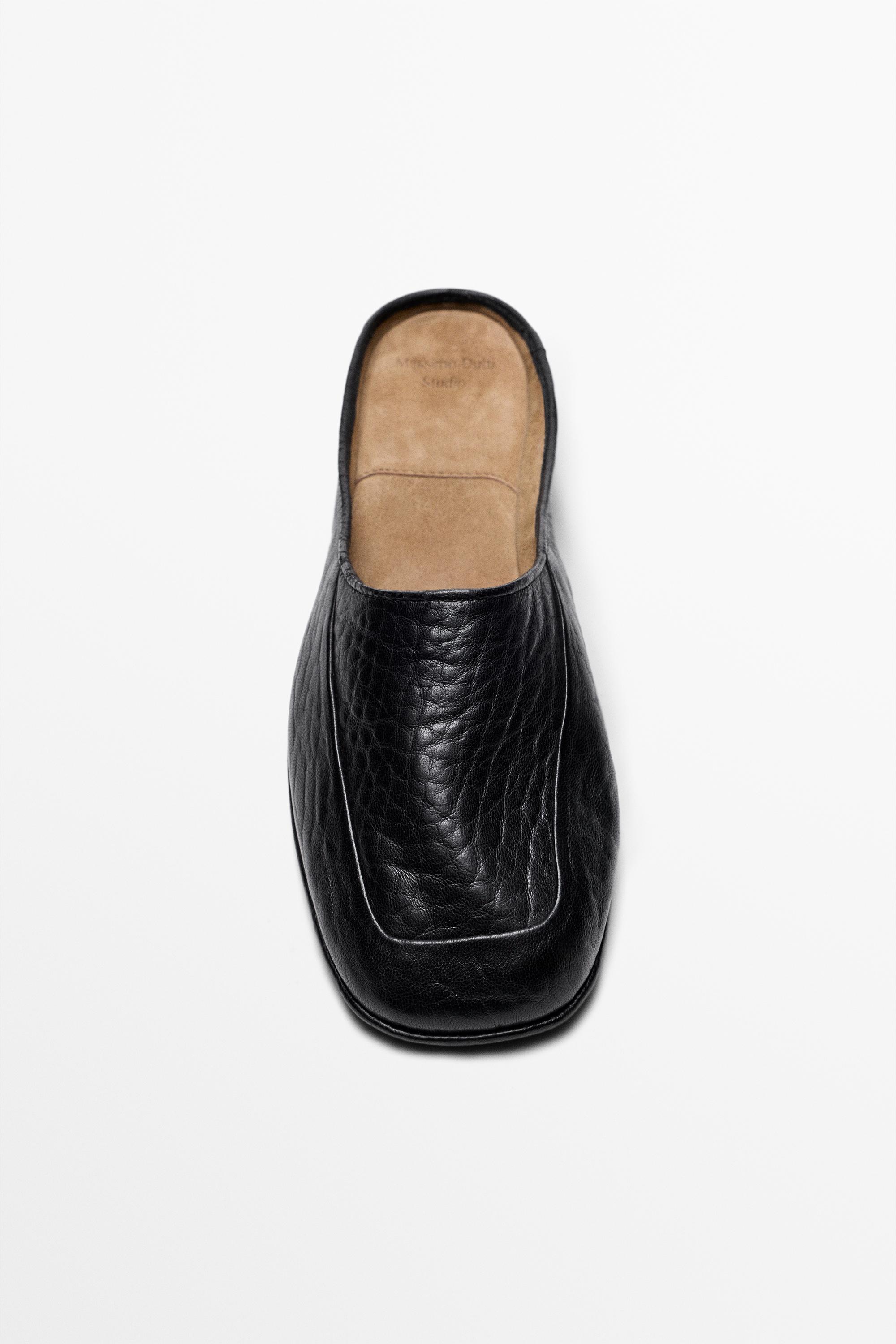 Soft leather mules