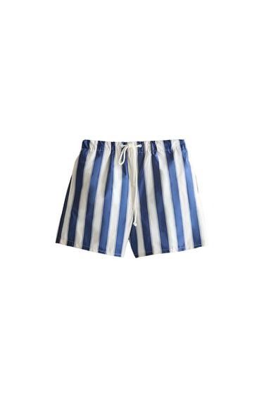 세로 스트라이프 비치 스윔수트 - Zara 블루