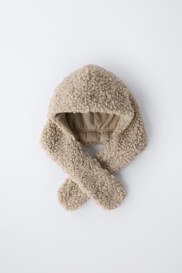 FAUX SHEARLING HAT WITH COLLAR - Beige by Zara - Image 2