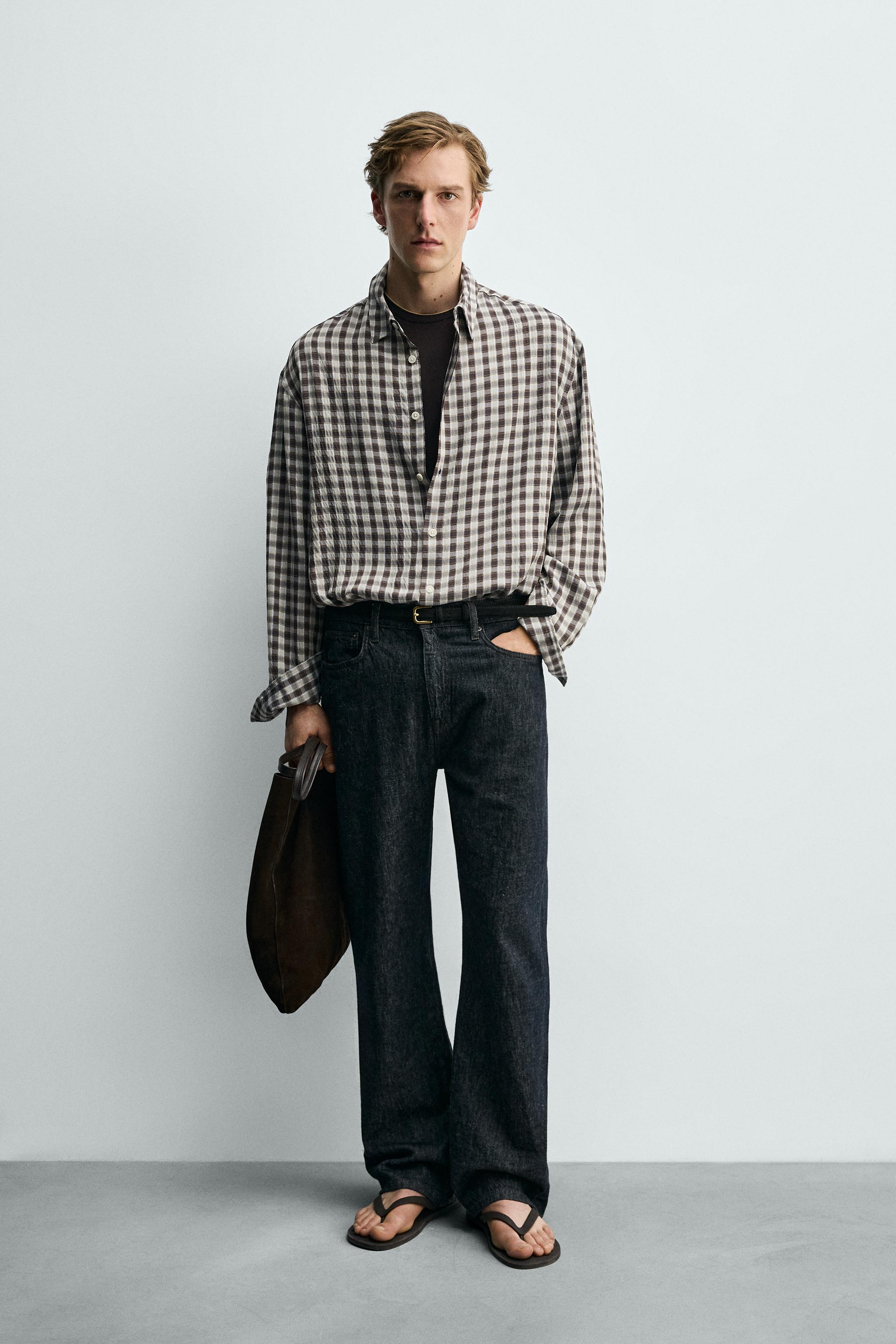 FLOWY PLAID SHIRT - Brown | ZARA Canada