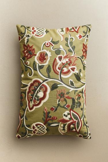 EMBROIDERED CUSHION COVER - Green marl by Zara - Image 5
