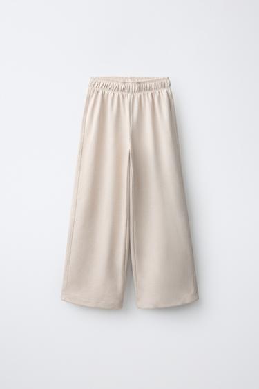 CALÇA WIDE LEG INTERLOCK - Cru da Zara - Imagem 0