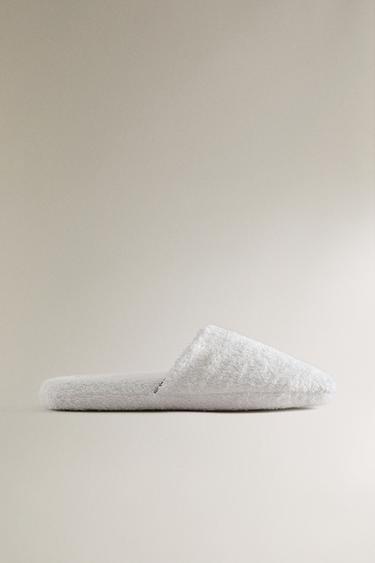 Zara BATHROOM TERRYCLOTH SLIPPERS WITH PIPING - White - Image 0