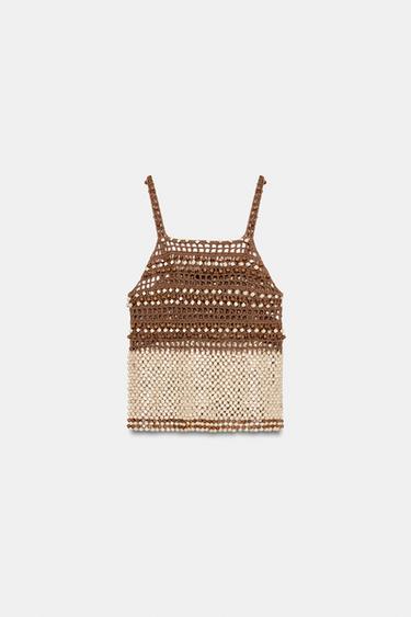 TOP EN MAILLE CROCHET À FANTAISIE - Beige de Zara - Image 5