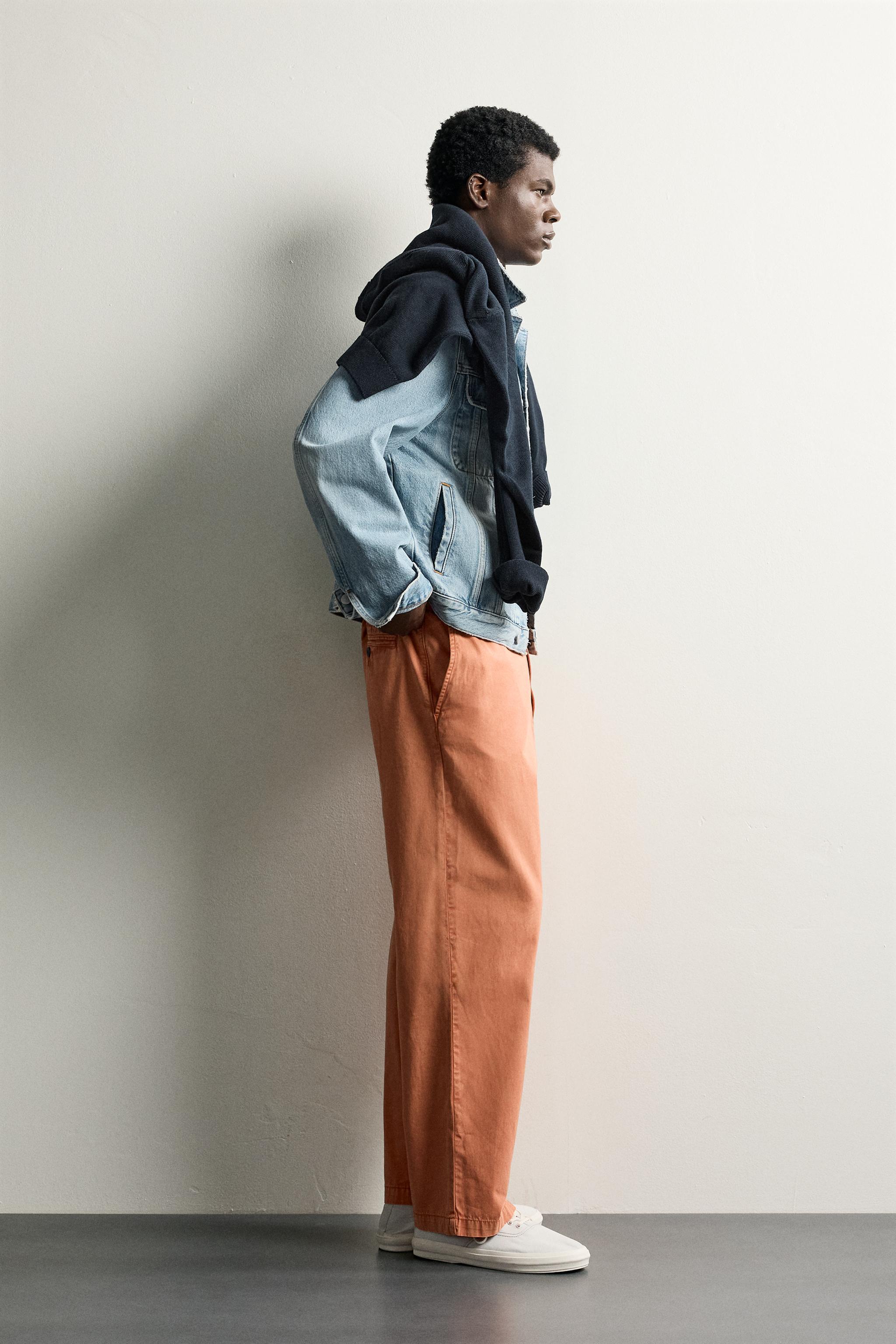 Zara YIKAMALI STRAIGHT FIT CHINO PANTOLON görsel 4