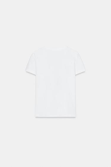 T-SHIRT INTERLOCK COL EN V - Blanc de Zara - Image 4