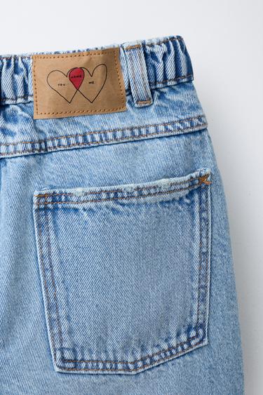 JEANS BAGGY BRODÉ CŒURS ORFAYO © - Bleu clair de Zara - Image 3