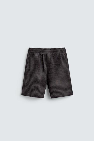 SEERSUCKER STRIPE COMFORT BERMUDA SHORTS - Brown-Blue by Zara - Image 6