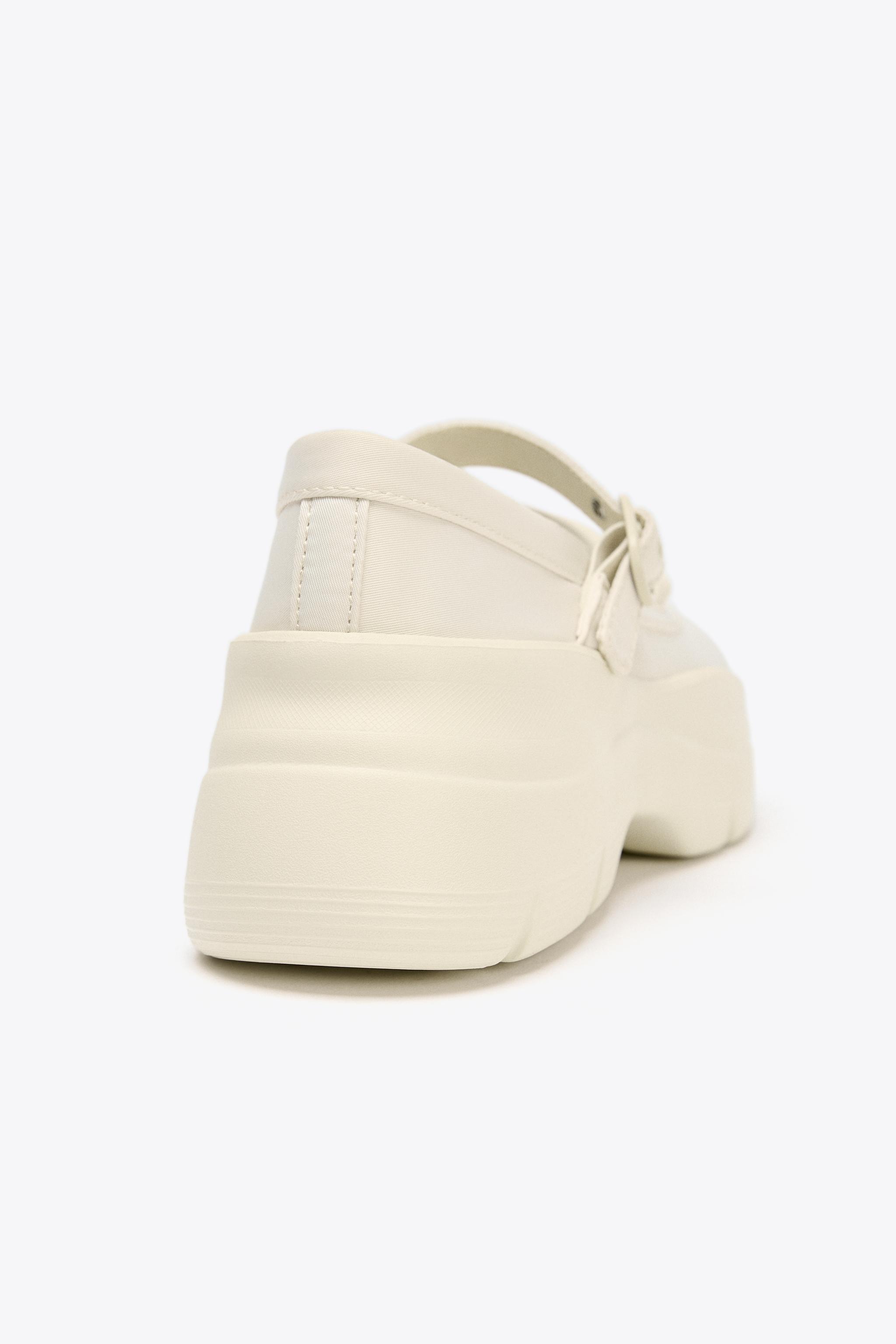 ストラップ付きスポーティバレリーナシューズ - エクリュ | ZARA