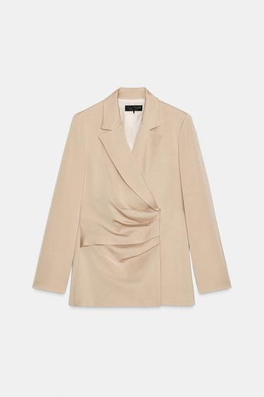 PLEATED DOUBLE-BREASTED BLAZER - Ecru by Zara