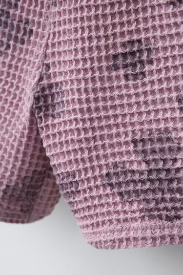 SHORT EN WAFFLE À FLEURS - Rose de Zara - Image 2