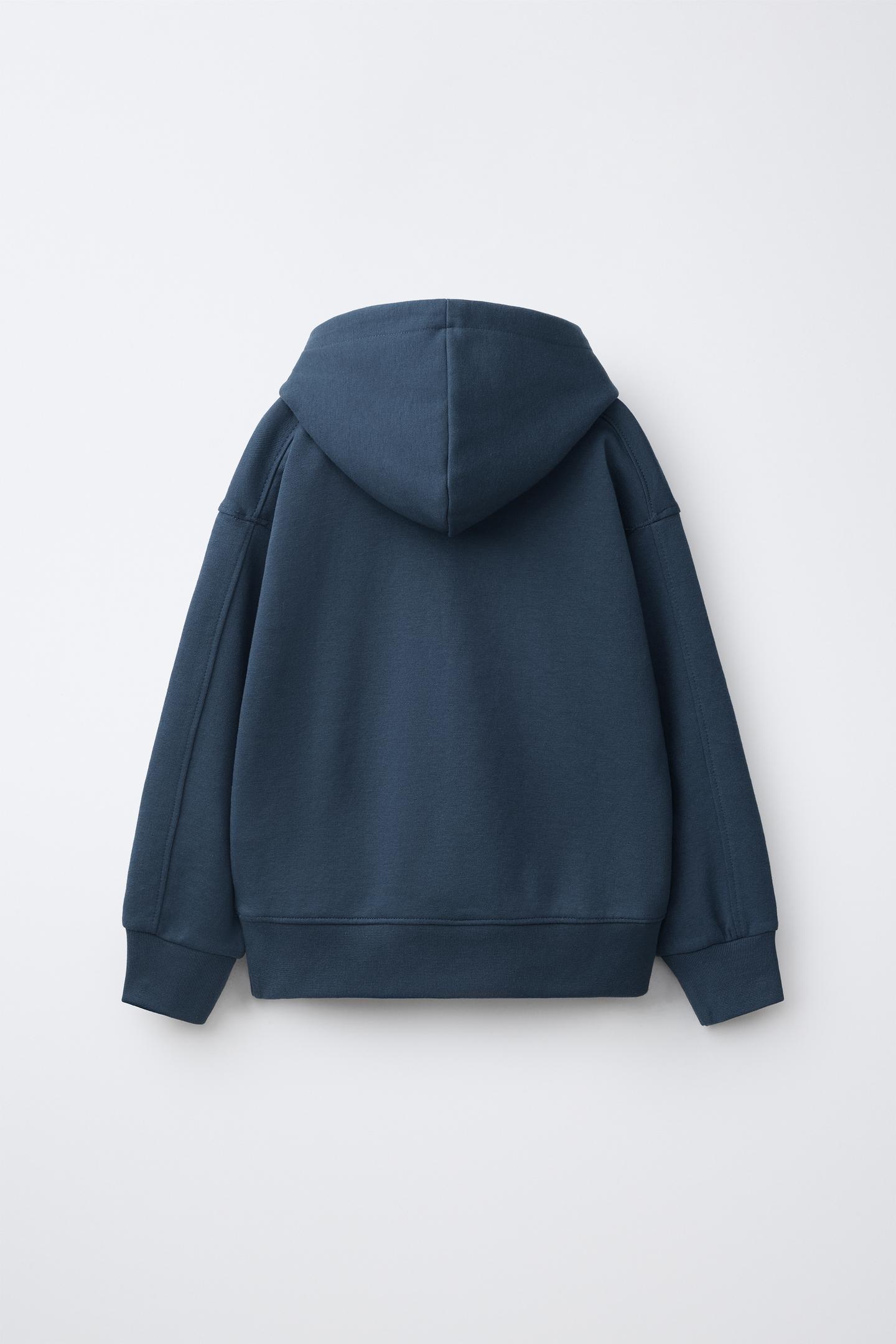 Детский комплект Zara Text Interlock Hoodie and Pants Set, цвет: Синий — фото 3