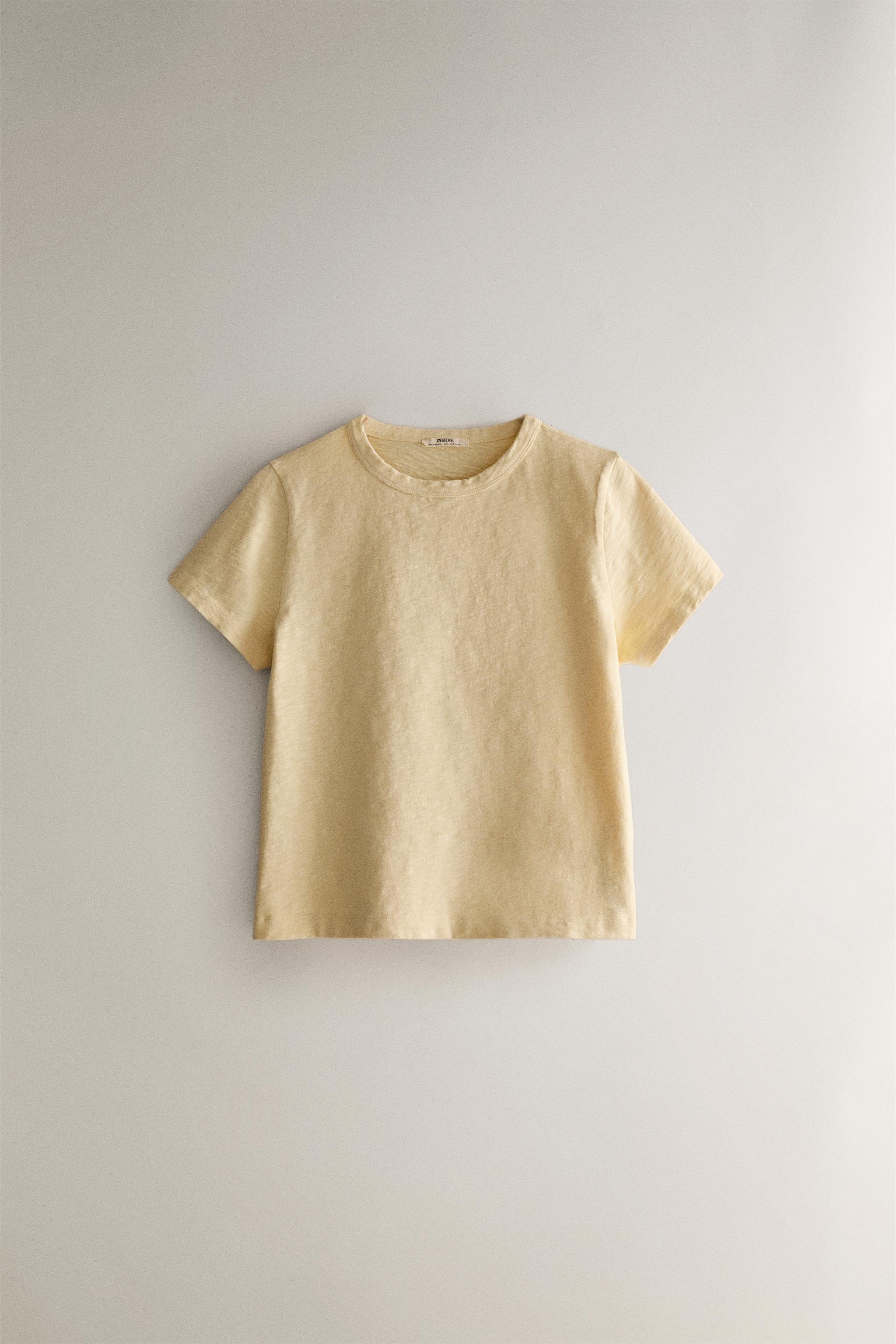 SHORT SLEEVE COTTON T-SHIRT — Light yellow